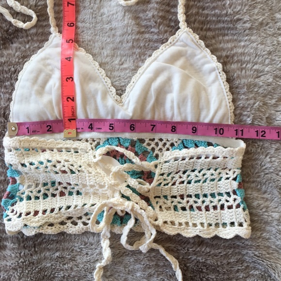 BOHO FESTIVAL Crochet Crop Halter Top SMALL S NEW - Picture 6 of 8